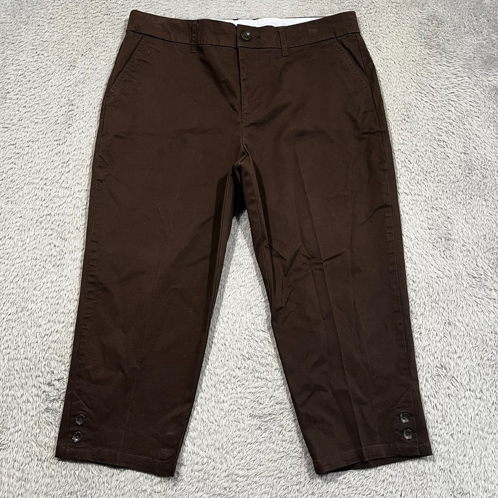 Croft & Barrow Effortless Stretch Capri Chino Pants‎ Brown Women's 12 34x20
